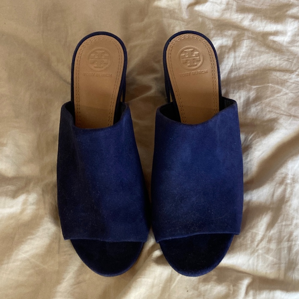 Tory Burch Women's Blue Suede Mules